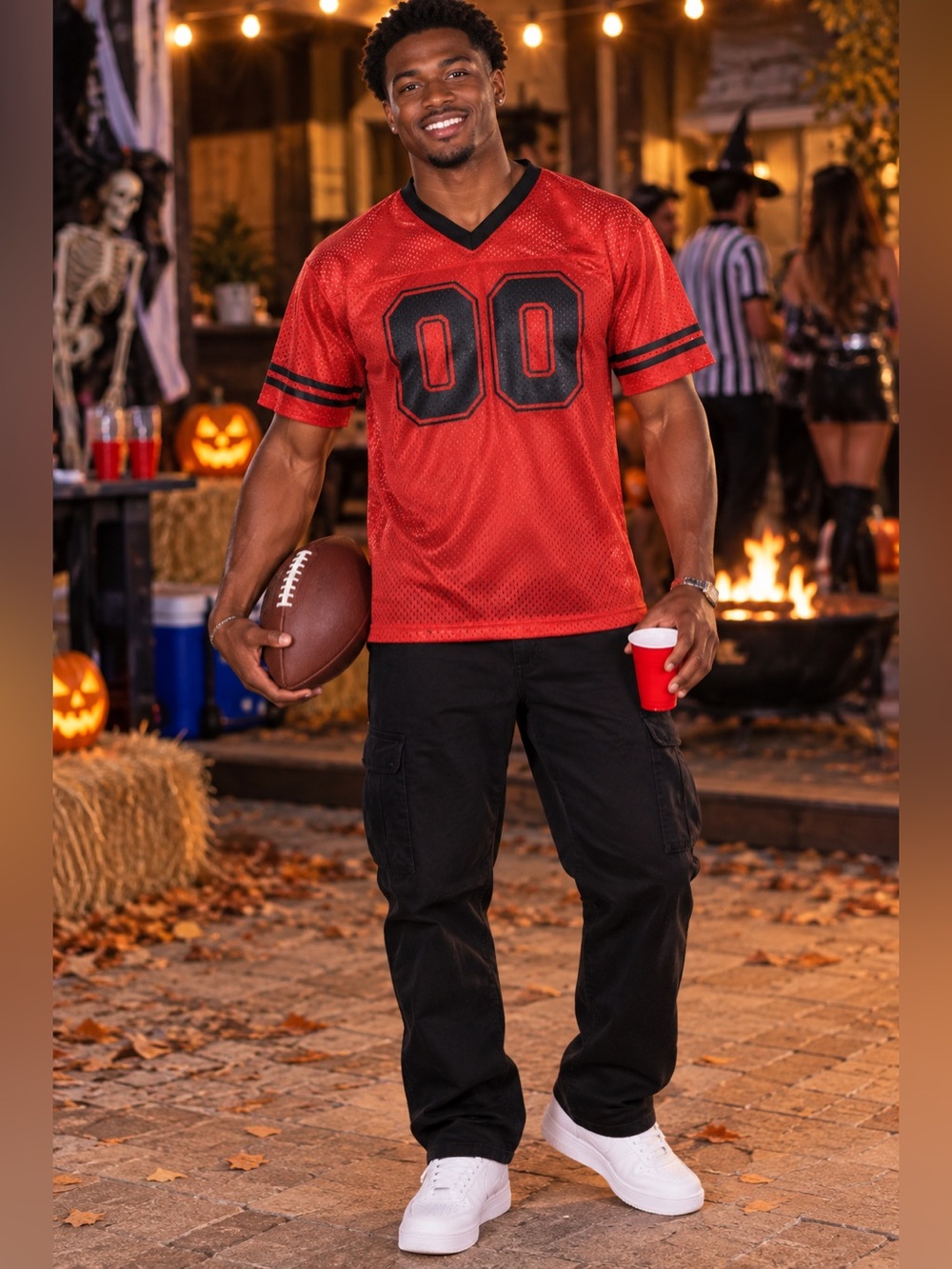 NWT Spirit Halloween Adult XL Red Football Jersey #00 Costume Shirt